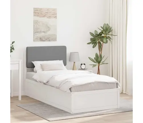 Gultas Rāmis Ar Polsterētu Galvas Balstu Gaiši Pelēks Vidaxl