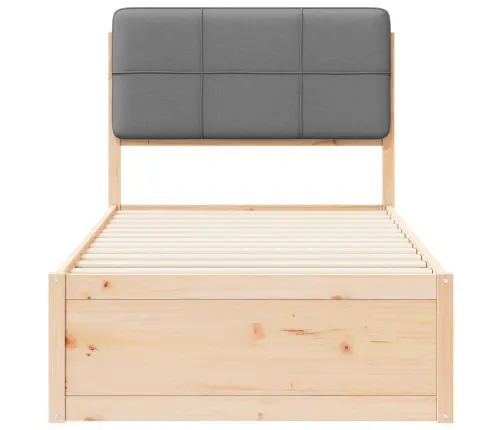 Gultas Rāmis Ar Polsterētu Galvas Balstu Gaiši Pelēks Vidaxl