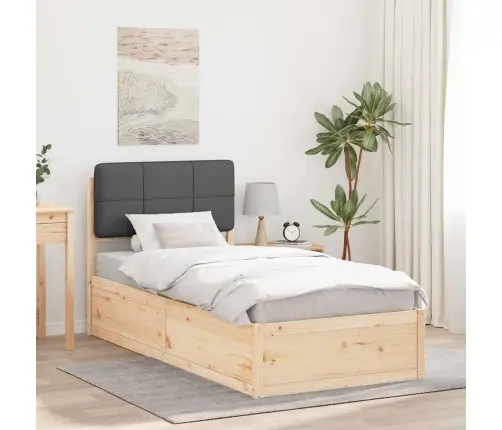 Voodiraam Pehme Peatoega Peaga Tumehall 100 X 200 Cm Tahke Mänd