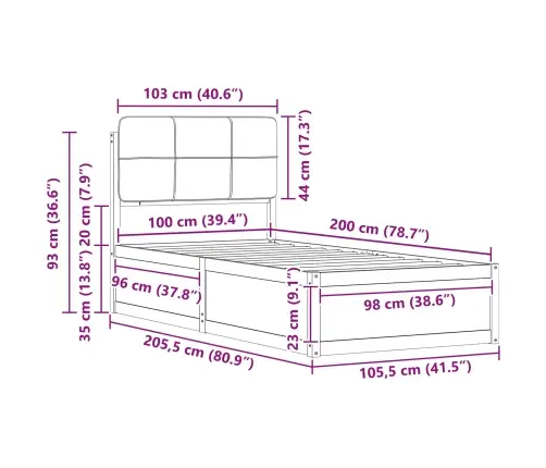 Voodiraam Pehme Peatoega Peaga Must 100 X 200 Cm Tahke Mänd