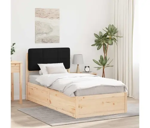 Gultas Rāmis Ar Polsterētu Galvas Balstu Melna 90 X 200 Cm Vidaxl