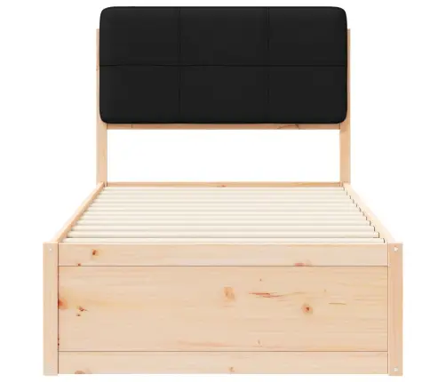 Gultas Rāmis Ar Polsterētu Galvas Balstu Melna 90 X 200 Cm Vidaxl