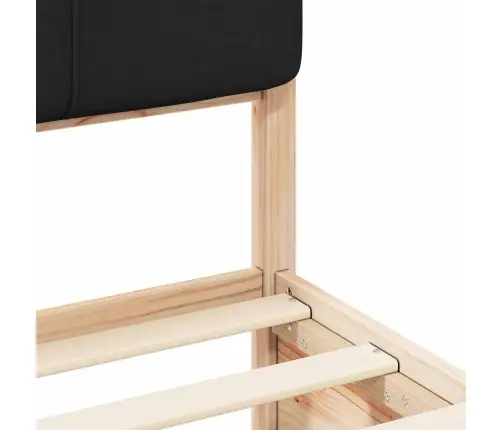 Voodiraam Pehme Peatoega Peaga Must 80 X 200 Cm Tahke Mänd