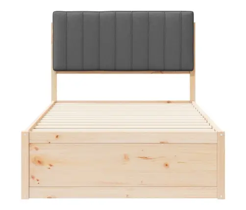 Gultas Rāmis Ar Polsterētu Galvas Balstu Tumši Pelēks Vidaxl