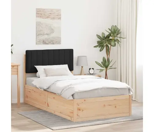 Voodiraam Pehme Peatoega Peaga Must 100 X 200 Cm Tahke Mänd