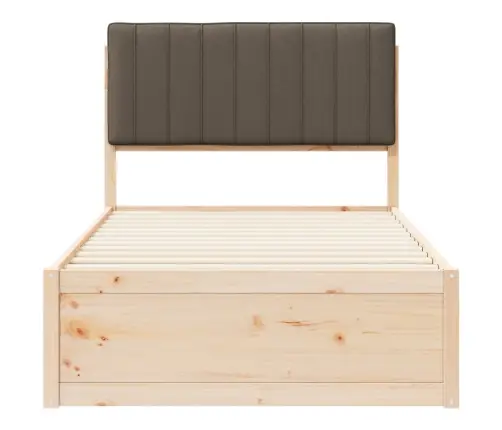 Gultas Rāmis Ar Polsterētu Galvas Balstu Pelēkbrūna Vidaxl