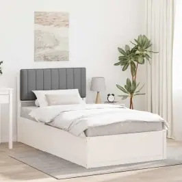 Gultas Rāmis Ar Polsterētu Galvas Balstu Gaiši Pelēks Vidaxl