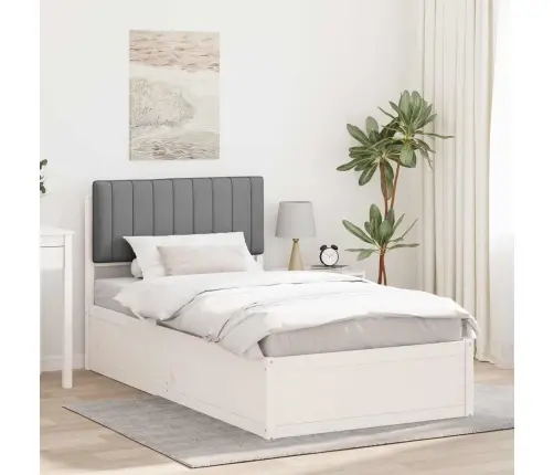 Gultas Rāmis Ar Polsterētu Galvas Balstu Gaiši Pelēks Vidaxl