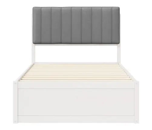 Gultas Rāmis Ar Polsterētu Galvas Balstu Gaiši Pelēks Vidaxl