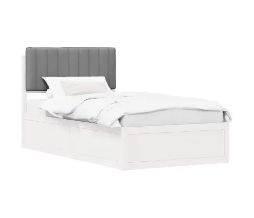 Gultas Rāmis Ar Polsterētu Galvas Balstu Gaiši Pelēks Vidaxl