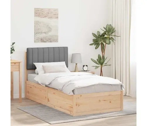 Gultas Rāmis Ar Polsterētu Galvas Balstu Gaiši Pelēks Vidaxl