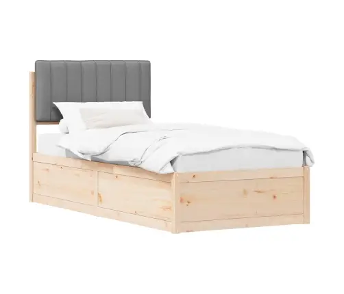 Gultas Rāmis Ar Polsterētu Galvas Balstu Gaiši Pelēks Vidaxl