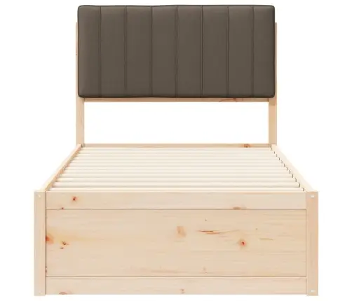 Gultas Rāmis Ar Polsterētu Galvas Balstu Pelēkbrūna 90 X 200 Cm Vidaxl