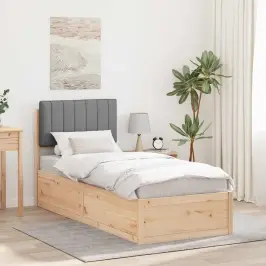 Voodiraam Pehme Peatoega Peaga Helehall 80 X 200 Cm Tahke Mänd