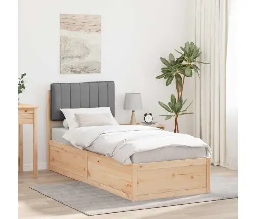 Voodiraam Pehme Peatoega Peaga Helehall 80 X 200 Cm Tahke Mänd