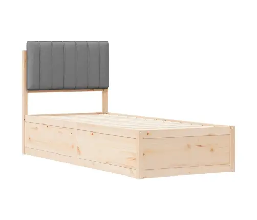 Voodiraam Pehme Peatoega Peaga Helehall 80 X 200 Cm Tahke Mänd