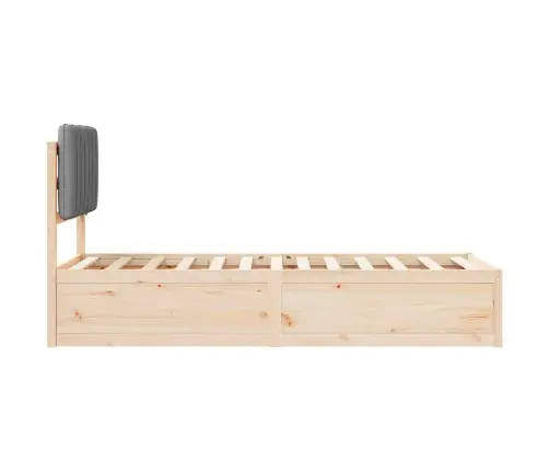 Voodiraam Pehme Peatoega Peaga Helehall 80 X 200 Cm Tahke Mänd