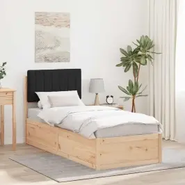 Gultas Rāmis Ar Polsterētu Galvas Balstu Melna 80 X 200 Cm Vidaxl