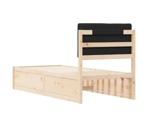 Gultas Rāmis Ar Polsterētu Galvas Balstu Melna 80 X 200 Cm Vidaxl