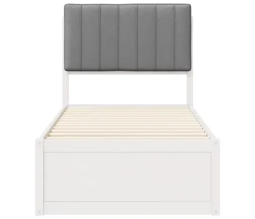 Gultas Rāmis Ar Polsterētu Galvas Balstu Gaiši Pelēks Vidaxl