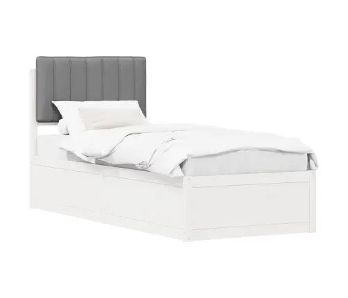 Gultas Rāmis Ar Polsterētu Galvas Balstu Gaiši Pelēks Vidaxl