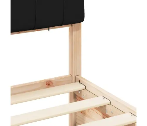 Voodiraam Pehme Peatoega Peaga Must 90 X 190 Cm Tahke Mänd