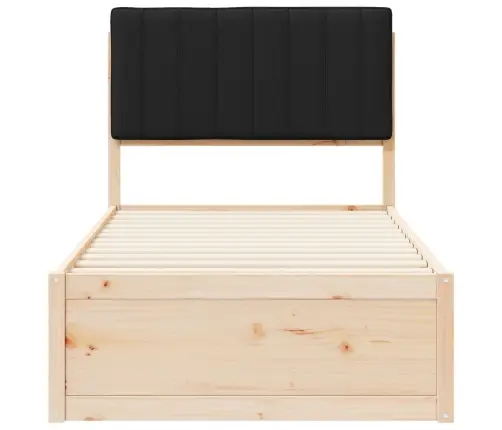 Voodiraam Pehme Peatoega Peaga Must 90 X 190 Cm Tahke Mänd