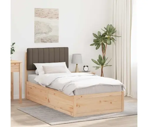 Gultas Rāmis Ar Polsterētu Galvas Balstu Pelēkbrūna 90 X 190 Cm Vidaxl