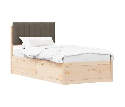 Gultas Rāmis Ar Polsterētu Galvas Balstu Pelēkbrūna 90 X 190 Cm Vidaxl