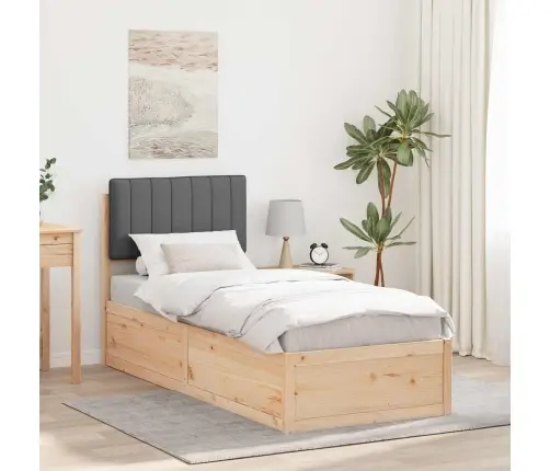 Voodiraam Pehme Peatoega Peaga Tumehall 75 X 190 Cm Tahke Mänd