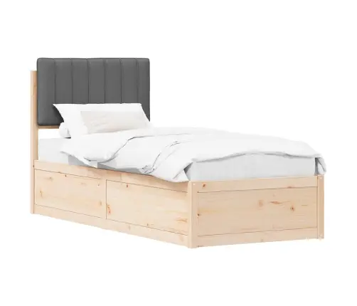 Voodiraam Pehme Peatoega Peaga Tumehall 75 X 190 Cm Tahke Mänd