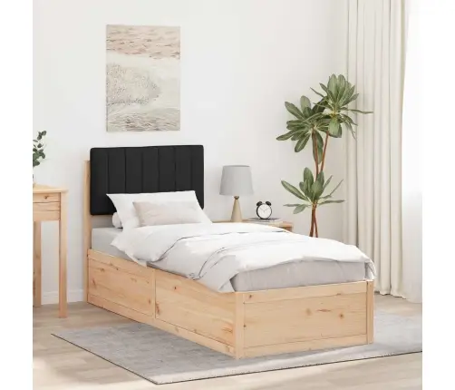 Gultas Rāmis Ar Polsterētu Galvas Balstu Melna 75 X 190 Cm Vidaxl