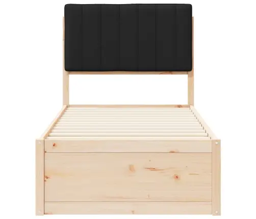 Gultas Rāmis Ar Polsterētu Galvas Balstu Melna 75 X 190 Cm Vidaxl