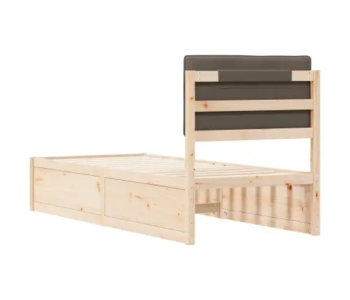 Gultas Rāmis Ar Polsterētu Galvas Balstu Pelēkbrūna 75 X 190 Cm Vidaxl