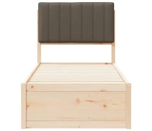 Gultas Rāmis Ar Polsterētu Galvas Balstu Pelēkbrūna 75 X 190 Cm Vidaxl