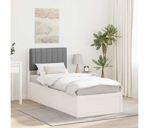 Gultas Rāmis Ar Polsterētu Galvas Balstu Gaiši Pelēks Vidaxl