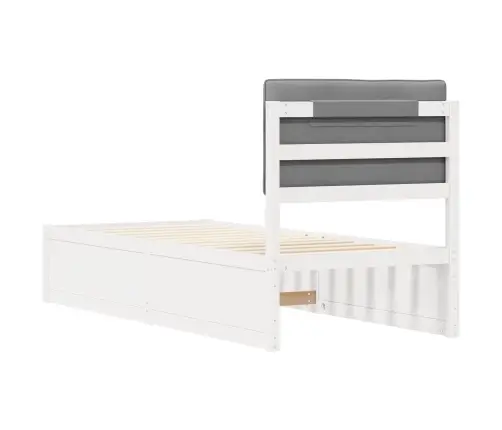 Gultas Rāmis Ar Polsterētu Galvas Balstu Gaiši Pelēks Vidaxl