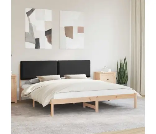 Gultas Rāmis Ar Polsterētu Galvas Balstu Melna 180 X 200 Cm Vidaxl