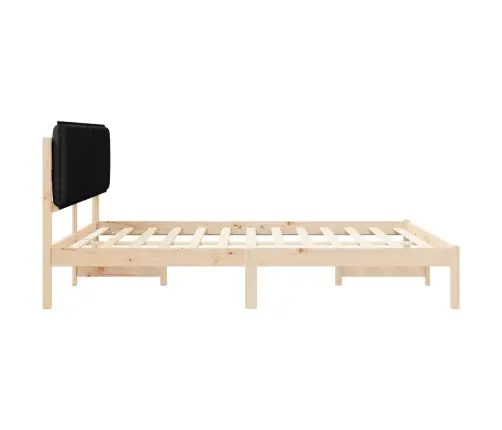 Gultas Rāmis Ar Polsterētu Galvas Balstu Melna 180 X 200 Cm Vidaxl