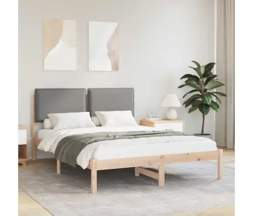 Voodiraam Pehme Peatoega Peaga Helehall 160 X 200 Cm Tahke Mänd