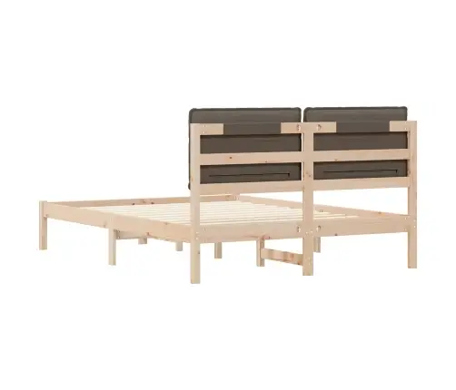 Gultas Rāmis Ar Polsterētu Galvas Balstu Pelēkbrūna Vidaxl