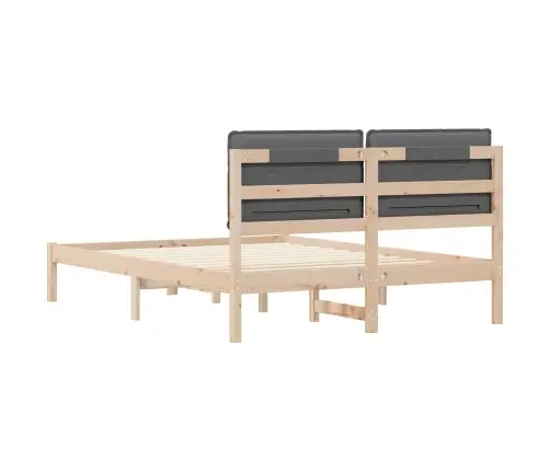 Voodiraam Pehme Peatoega Peaga Tumehall 150 X 200 Cm Tahke Mänd