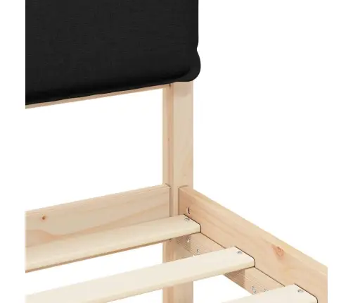 Gultas Rāmis Ar Polsterētu Galvas Balstu Melna 150 X 200 Cm Vidaxl