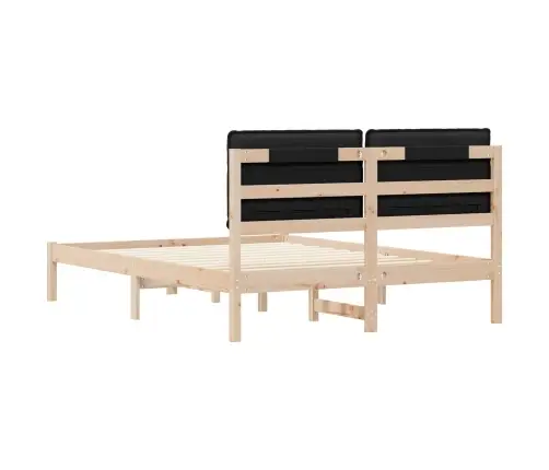 Gultas Rāmis Ar Polsterētu Galvas Balstu Melna 150 X 200 Cm Vidaxl