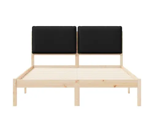 Gultas Rāmis Ar Polsterētu Galvas Balstu Melna 150 X 200 Cm Vidaxl
