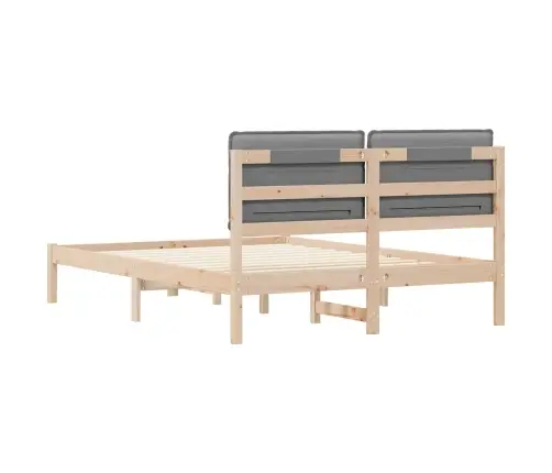 Gultas Rāmis Ar Polsterētu Galvas Balstu Gaiši Pelēks Vidaxl