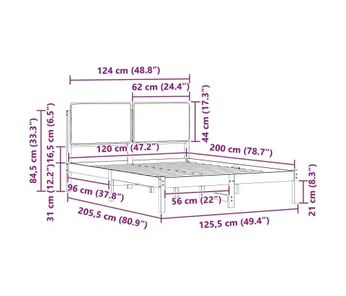 Lovo Rėmas Su Apmuštu Galvūgaliu Tamsiai Pilka 120 X 200 Cm