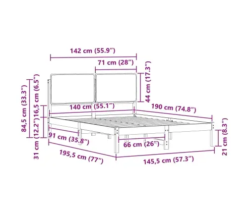 Lovo Rėmas Su Apmuštu Galvūgaliu Šviesiai Pilka 140 X 190 Cm