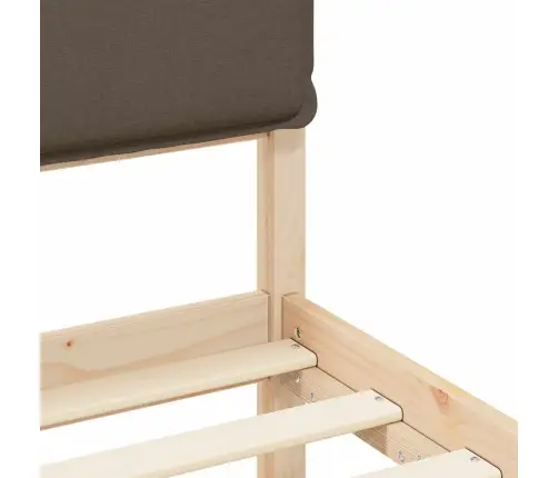 Voodiraam Pehme Peatoega Pruunikashall 135 X 190 Cm Tahke Mänd