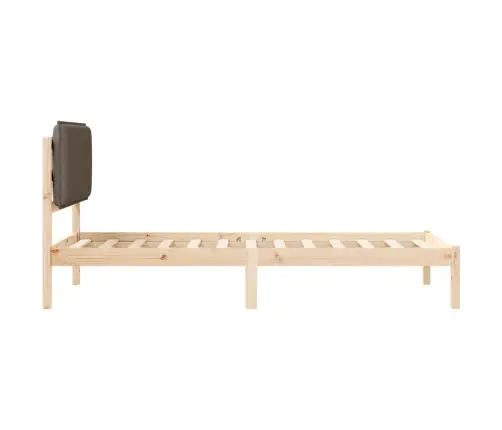 Gultas Rāmis Ar Polsterētu Galvas Balstu Pelēkbrūna 90 X 200 Cm Vidaxl